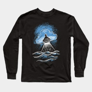 Chalk Drawing Art Of An UFO Long Sleeve T-Shirt